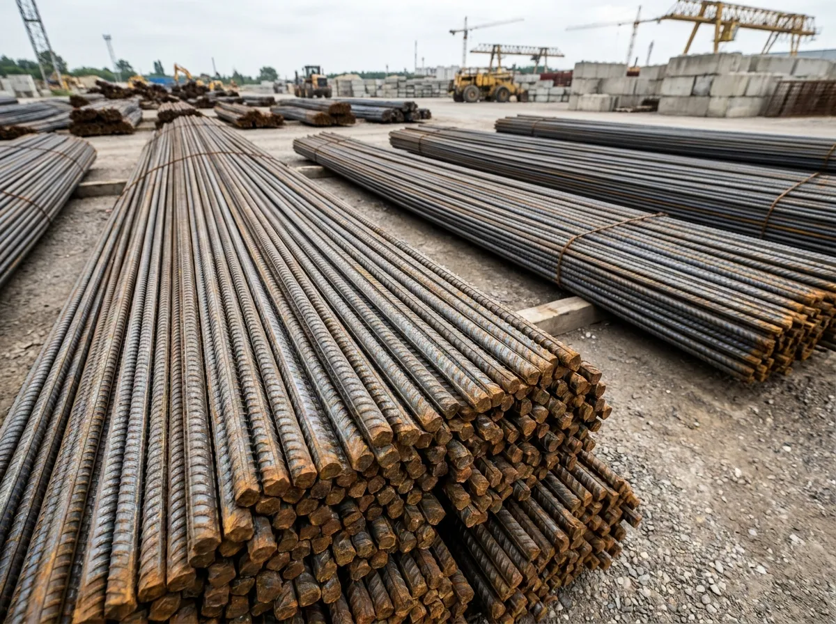 TMT bars at construction site