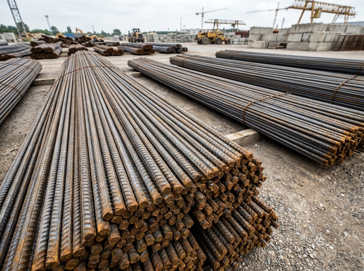 TMT bars at construction site